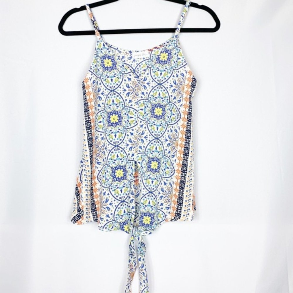 Juniper Blu Medallion Tank  Tie w/ Keyhole Opening
